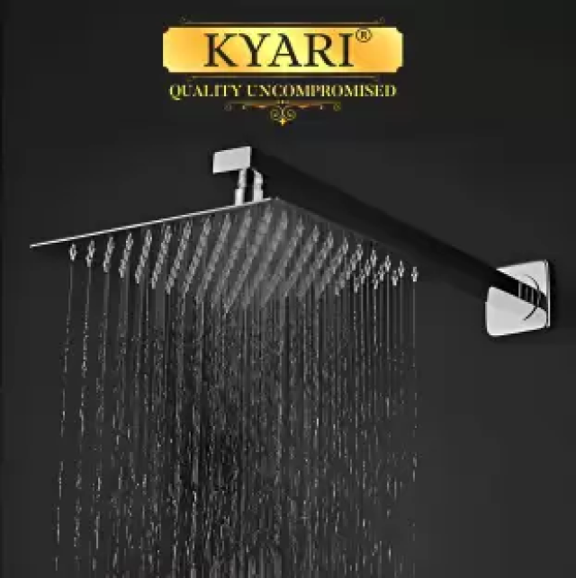 Kyari EXTRA HEAVY 6 x 6 inch Ultra Slim Shower + Heavy Arm Shower Complete Set Shower Head
