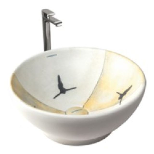 Varmora Diving Lady Green 415x415x170 Round Wash Basins